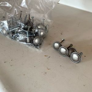 Nickel finish cabinet knob hardware